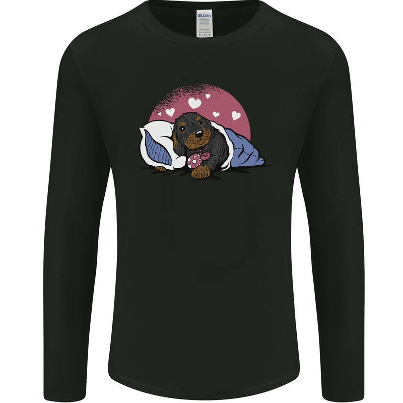 A Dachshund in Bed Dog Mens Long Sleeve T-Shirt Black