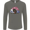 A Dachshund in Bed Dog Mens Long Sleeve T-Shirt Charcoal