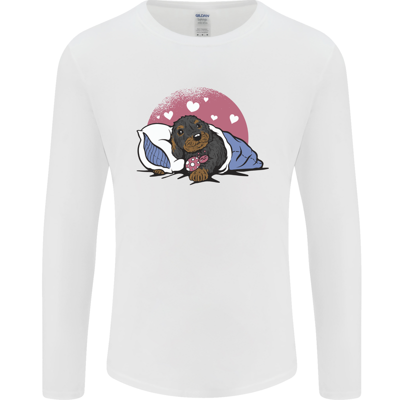 A Dachshund in Bed Dog Mens Long Sleeve T-Shirt White