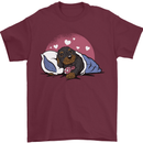 A Dachshund in Bed Dog Mens T-Shirt 100% Cotton Maroon