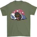 A Dachshund in Bed Dog Mens T-Shirt 100% Cotton Military Green