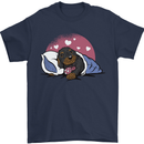 A Dachshund in Bed Dog Mens T-Shirt 100% Cotton Navy Blue