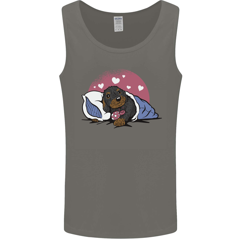 A Dachshund in Bed Dog Mens Vest Tank Top Charcoal