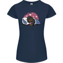 A Dachshund in Bed Dog Womens Petite Cut T-Shirt Navy Blue