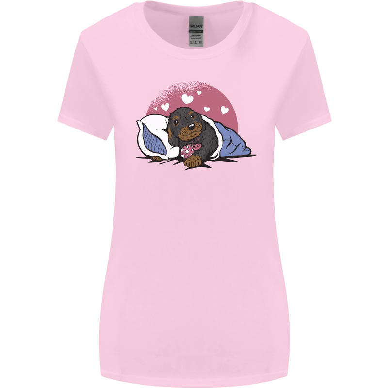 A Dachshund in Bed Dog Womens Wider Cut T-Shirt Light Pink