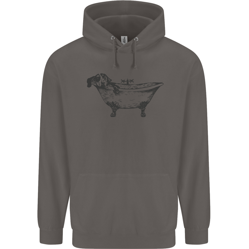A Dachshund in a Bathtub Dog Mens 80% Cotton Hoodie Charcoal