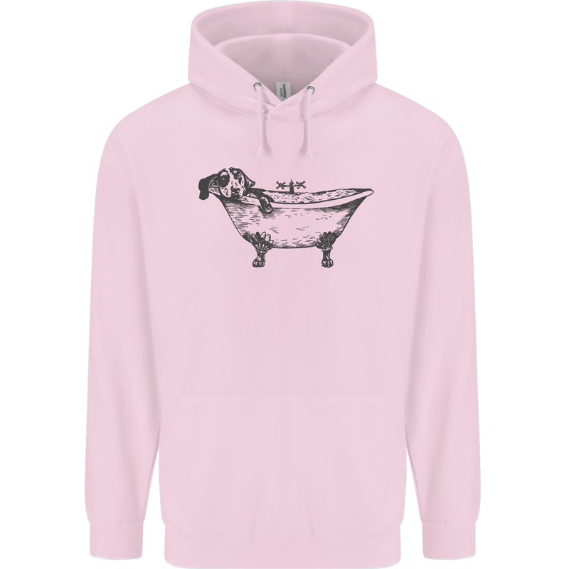 A Dachshund in a Bathtub Dog Mens 80% Cotton Hoodie Light Pink
