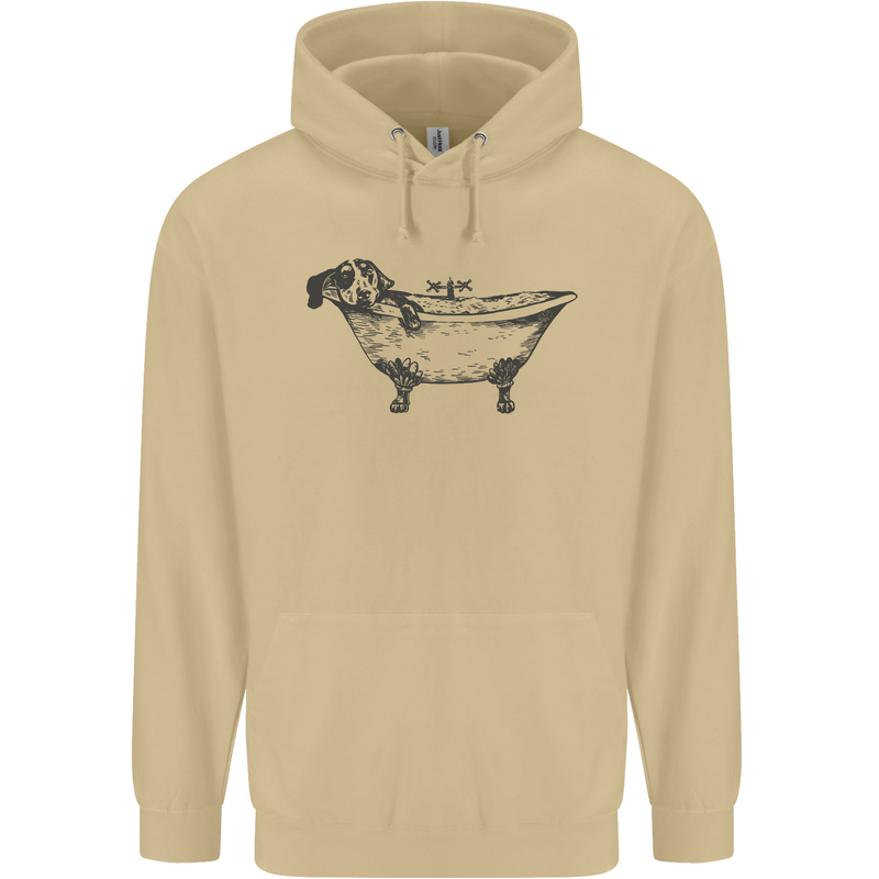 A Dachshund in a Bathtub Dog Mens 80% Cotton Hoodie Sand