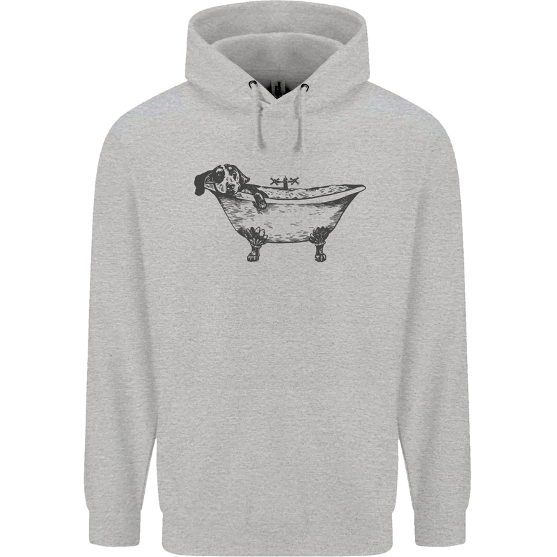 A Dachshund in a Bathtub Dog Mens 80% Cotton Hoodie Sports Grey