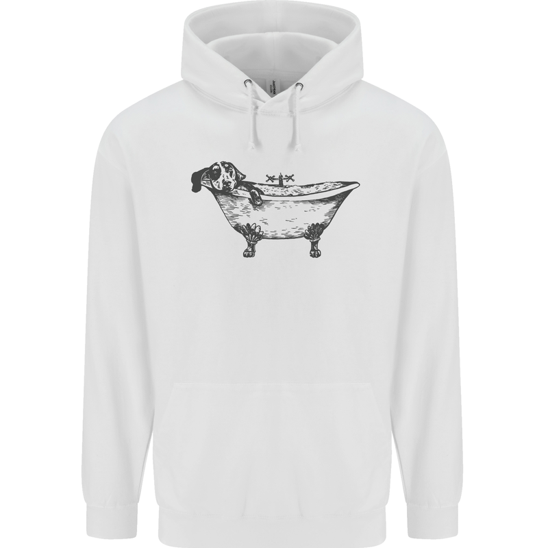 A Dachshund in a Bathtub Dog Mens 80% Cotton Hoodie White