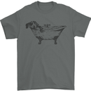 A Dachshund in a Bathtub Dog Mens T-Shirt 100% Cotton Charcoal