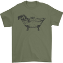 A Dachshund in a Bathtub Dog Mens T-Shirt 100% Cotton Military Green