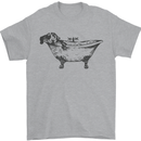 A Dachshund in a Bathtub Dog Mens T-Shirt 100% Cotton Sports Grey