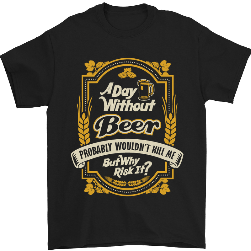 a black t - shirt with a beer saying about beer