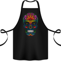 A Day of the Dead Sugar Skull Cotton Apron 100% Organic Black