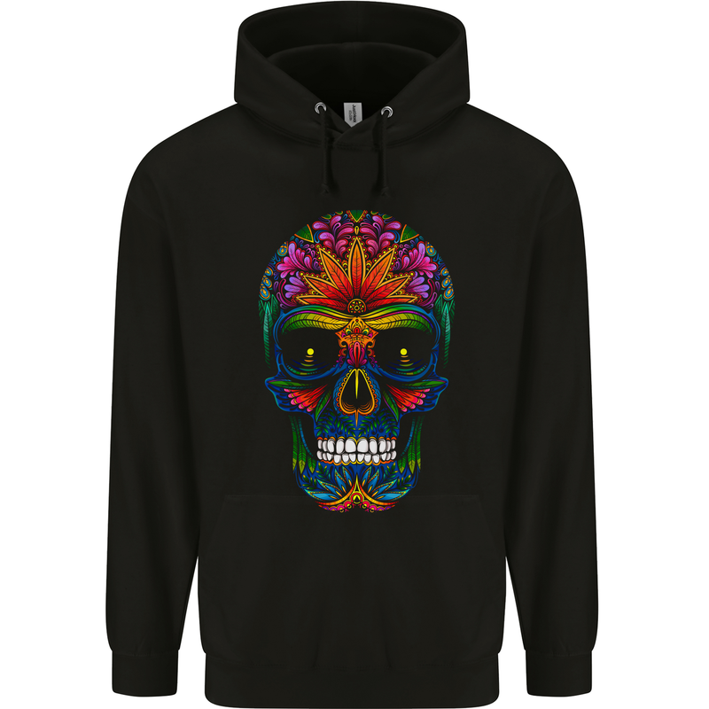 A Day of the Dead Sugar Skull Mens 80% Cotton Hoodie Black