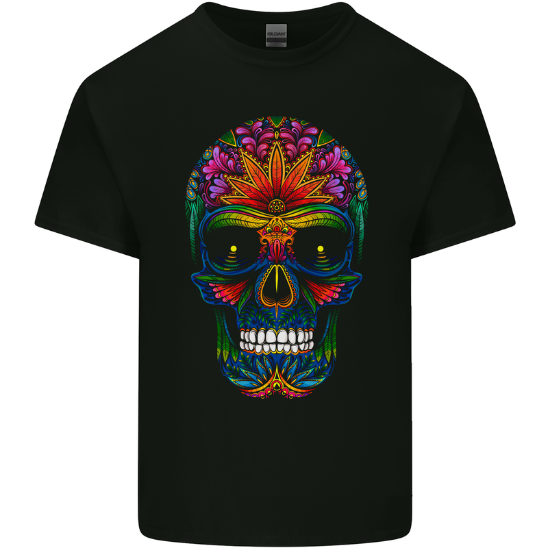 A Day of the Dead Sugar Skull Mens Cotton T-Shirt Tee Top Black