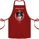 A Decorative Border Collie Cotton Apron 100% Organic Maroon