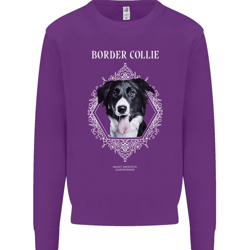 A Decorative Border Collie Kids Sweatshirt Jumper Purple