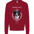 A Decorative Border Collie Kids Sweatshirt Jumper Red