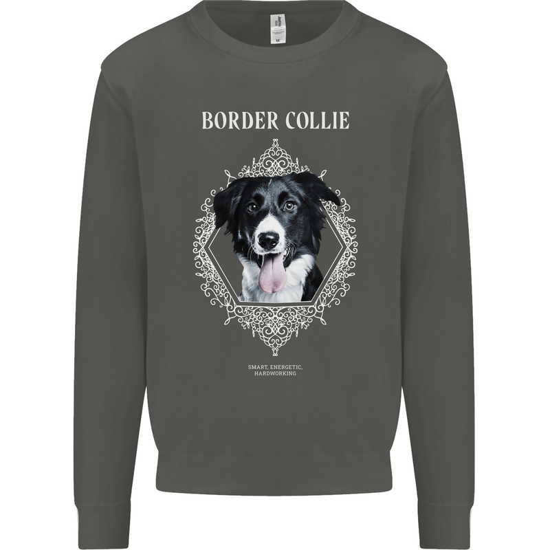 A Decorative Border Collie Kids Sweatshirt Jumper Storm Grey