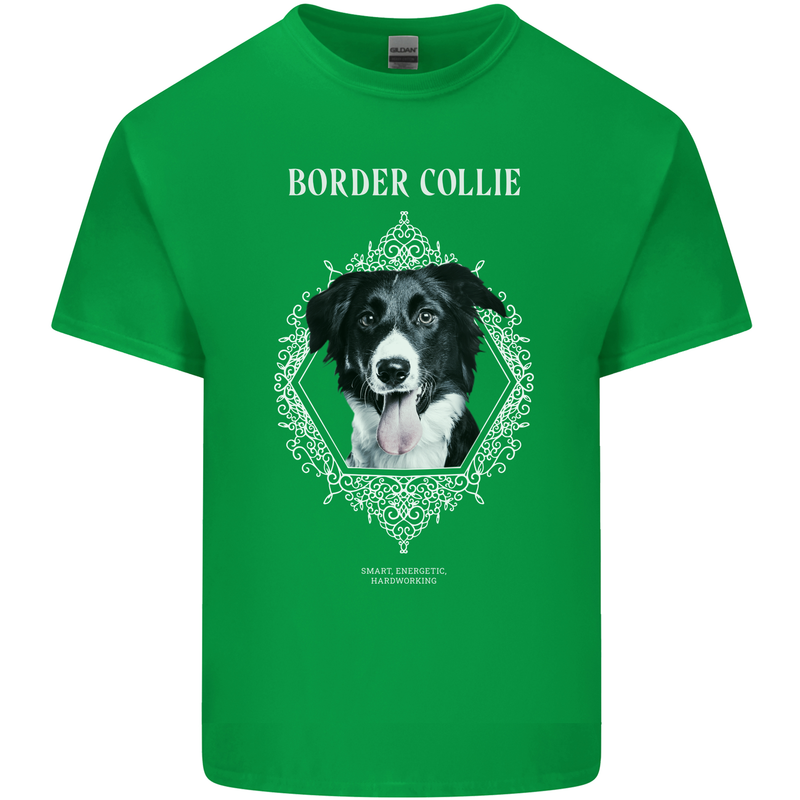 A Decorative Border Collie Kids T-Shirt Childrens Irish Green