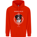 A Decorative Border Collie Mens 80% Cotton Hoodie Bright Red