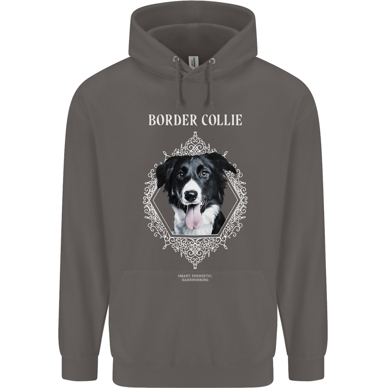 A Decorative Border Collie Mens 80% Cotton Hoodie Charcoal