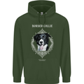 A Decorative Border Collie Mens 80% Cotton Hoodie Forest Green