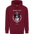 A Decorative Border Collie Mens 80% Cotton Hoodie Maroon