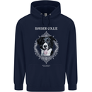 A Decorative Border Collie Mens 80% Cotton Hoodie Navy Blue
