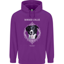 A Decorative Border Collie Mens 80% Cotton Hoodie Purple