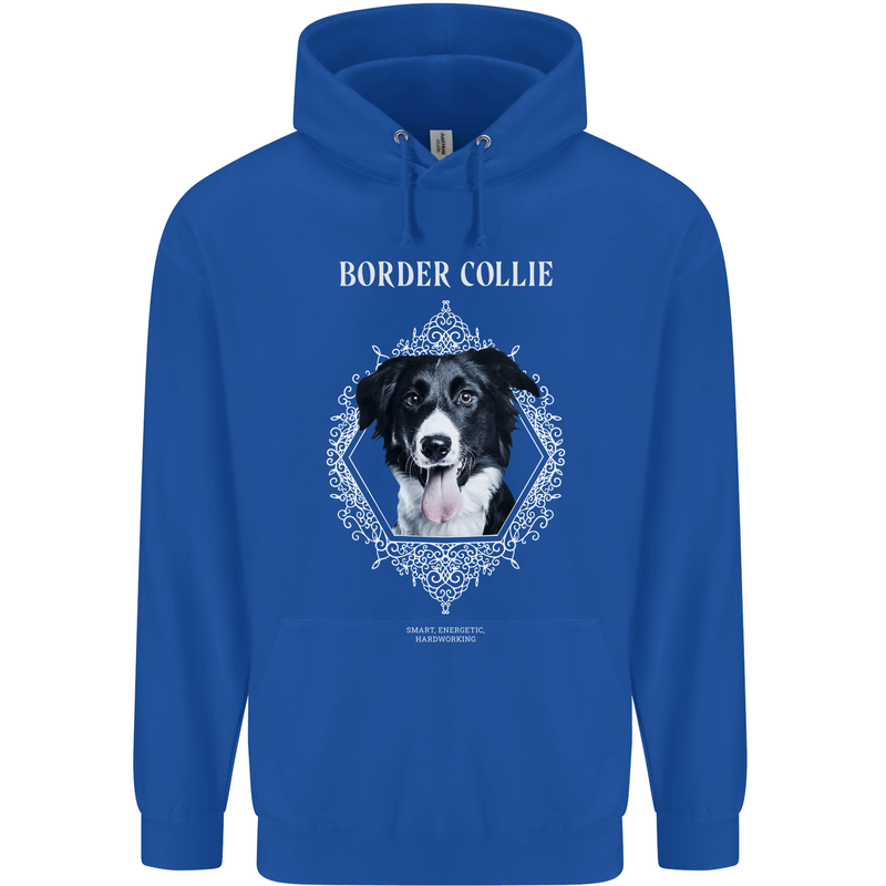 A Decorative Border Collie Mens 80% Cotton Hoodie Royal Blue