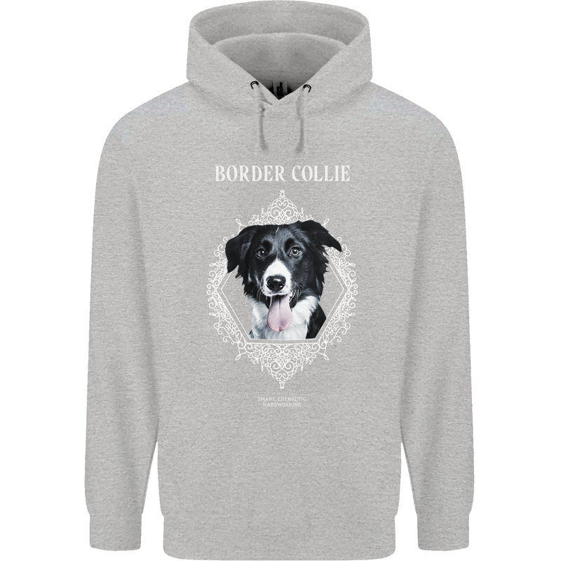 A Decorative Border Collie Mens 80% Cotton Hoodie Sports Grey
