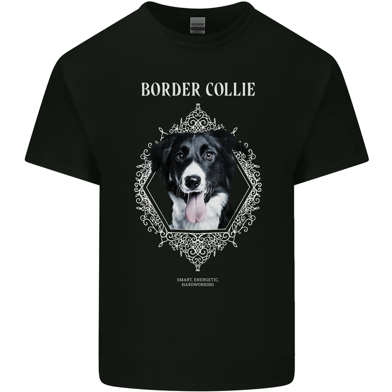 A Decorative Border Collie Mens Cotton T-Shirt Tee Top Black