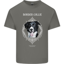 A Decorative Border Collie Mens Cotton T-Shirt Tee Top Charcoal