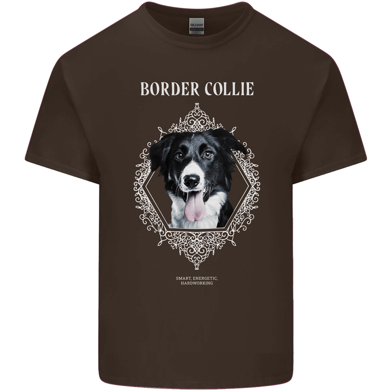 A Decorative Border Collie Mens Cotton T-Shirt Tee Top Dark Chocolate