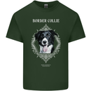A Decorative Border Collie Mens Cotton T-Shirt Tee Top Forest Green