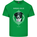 A Decorative Border Collie Mens Cotton T-Shirt Tee Top Irish Green