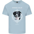 A Decorative Border Collie Mens Cotton T-Shirt Tee Top Light Blue