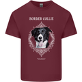A Decorative Border Collie Mens Cotton T-Shirt Tee Top Maroon