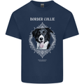 A Decorative Border Collie Mens Cotton T-Shirt Tee Top Navy Blue