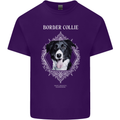 A Decorative Border Collie Mens Cotton T-Shirt Tee Top Purple