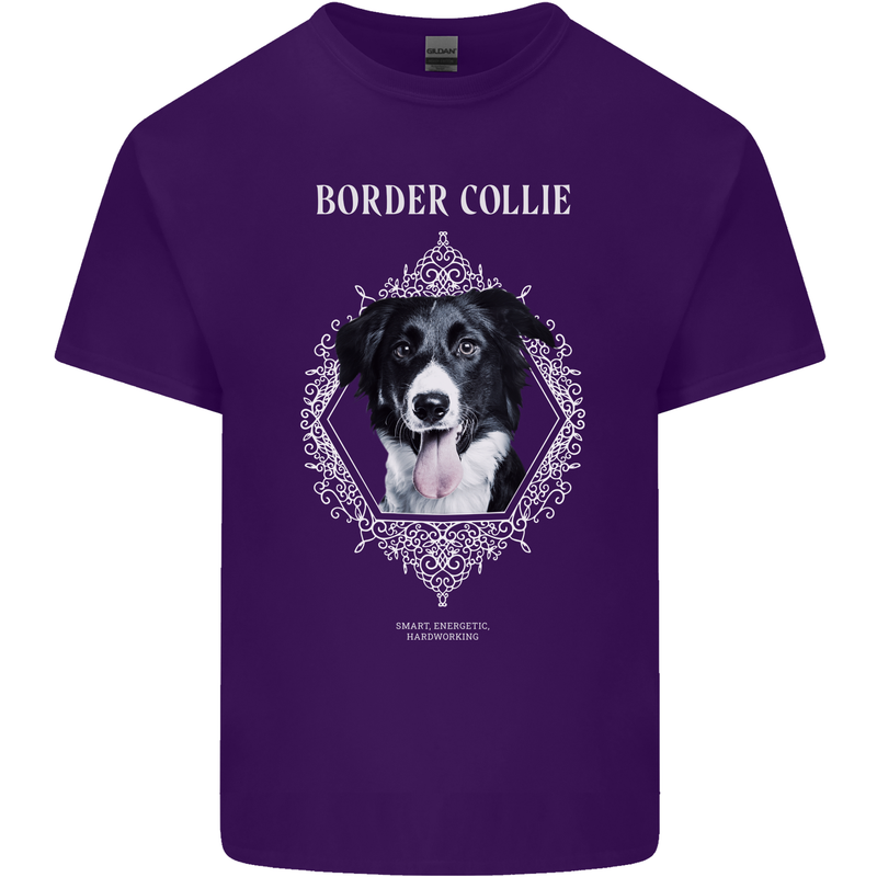 A Decorative Border Collie Mens Cotton T-Shirt Tee Top Purple