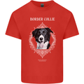 A Decorative Border Collie Mens Cotton T-Shirt Tee Top Red