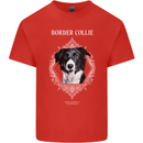 A Decorative Border Collie Mens Cotton T-Shirt Tee Top Red