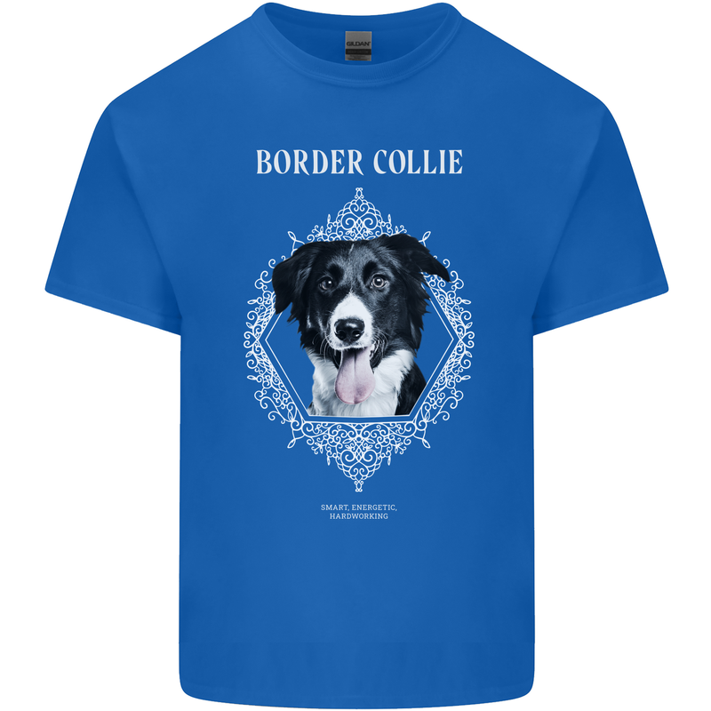 A Decorative Border Collie Mens Cotton T-Shirt Tee Top Royal Blue