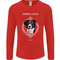 A Decorative Border Collie Mens Long Sleeve T-Shirt Red