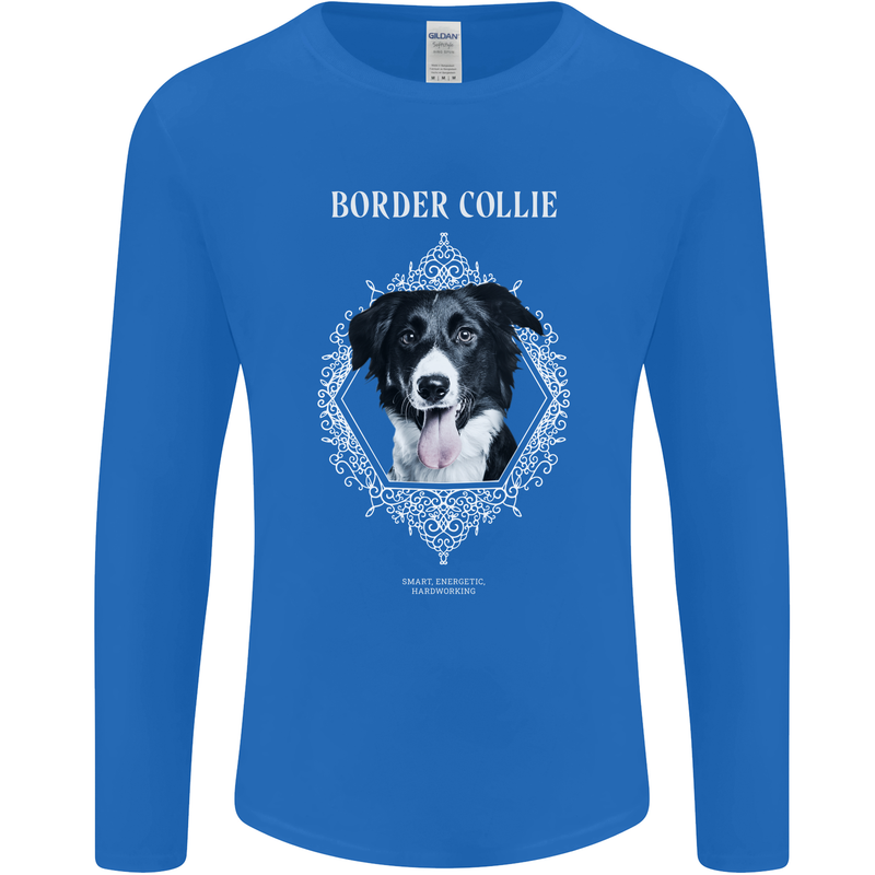 A Decorative Border Collie Mens Long Sleeve T-Shirt Royal Blue