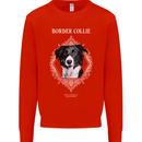 A Decorative Border Collie Mens Sweatshirt Jumper Bright Red
